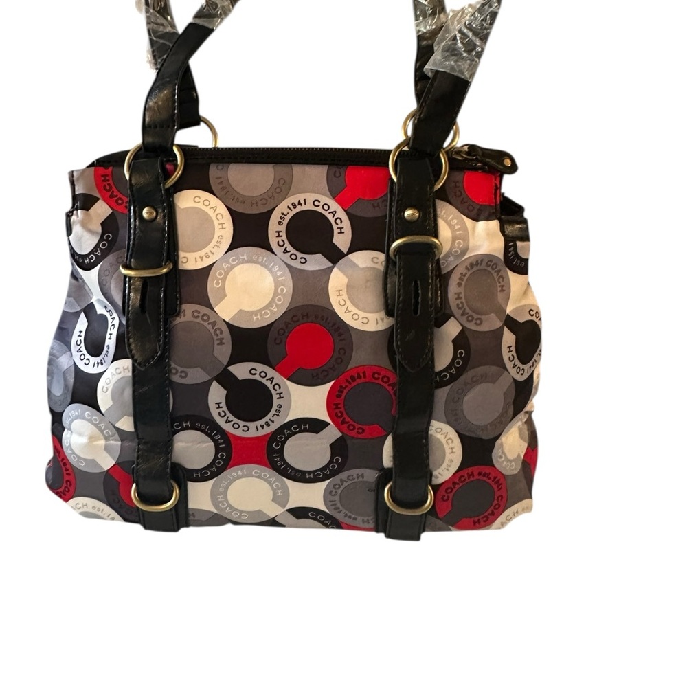 Coach NWT Multicolor Signature Tote Satchel Leather Trim Large Designer Handbag - Picture 7 of 9